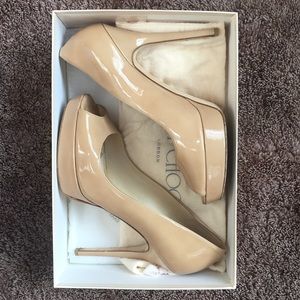 Jimmy Choo Nude Crown Patent Pump